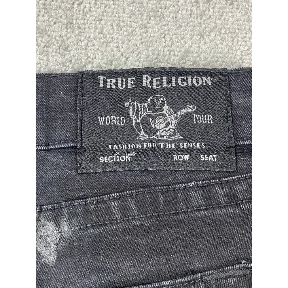 True Religion Jeans Mens 42x33 Black GENO Relaxed Tour Horseshoe Luxury Designer
